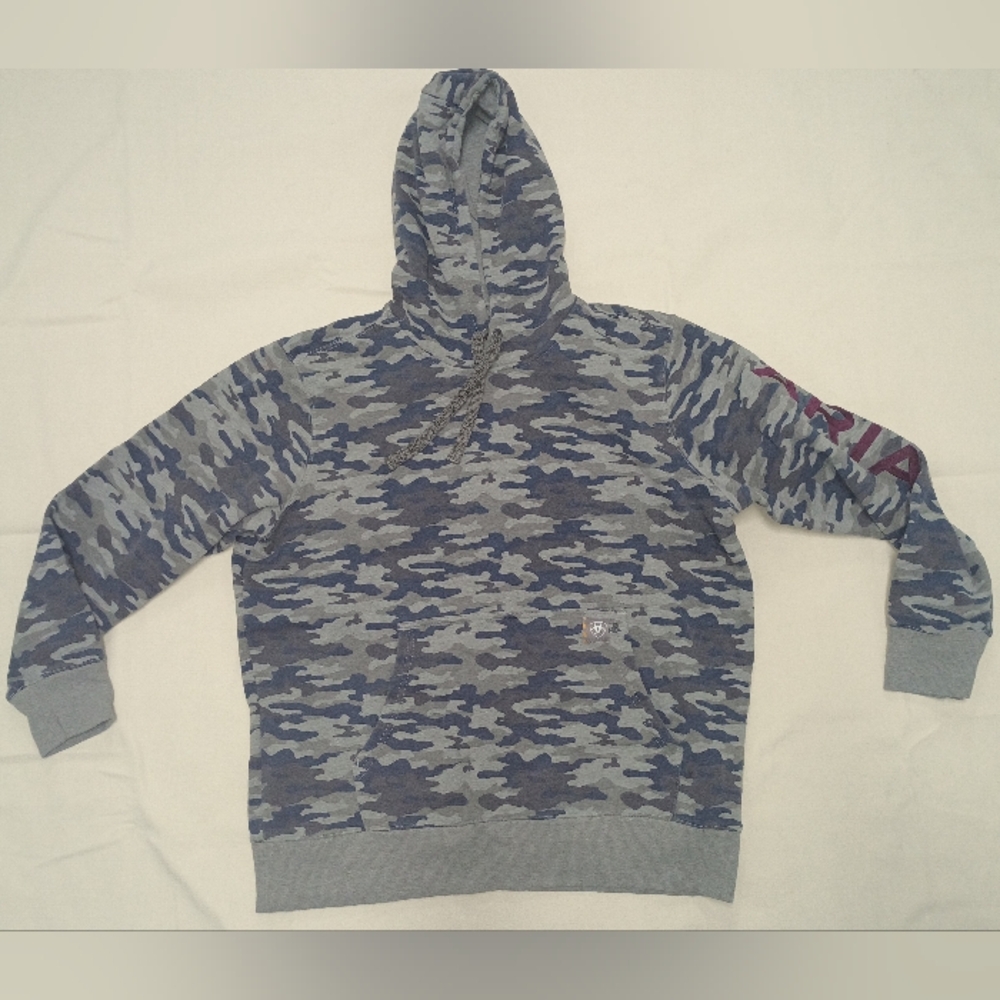 Men's Ariat Rebar Camouflage Hoodie In Baritone Blue Camo Size XL